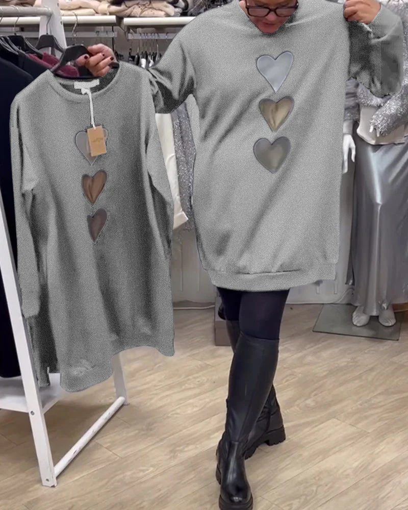 Casual Heart Pattern Shift Dress - Image 44