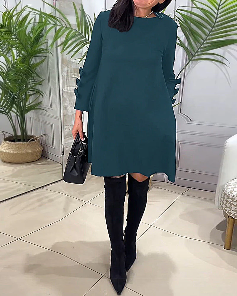 Casual Knee Length Dress with Long Sleeve - Image 17