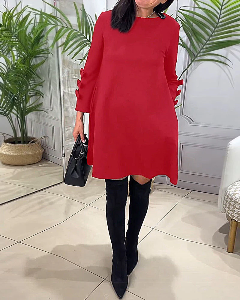 Casual Knee Length Dress with Long Sleeve - Image 2