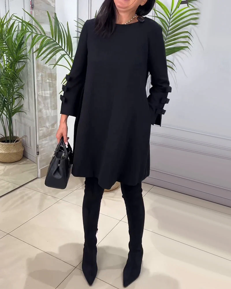 Casual Knee Length Dress with Long Sleeve - Image 23