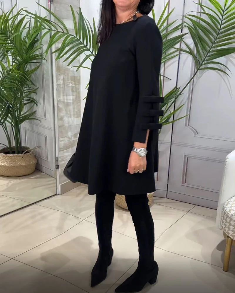 Casual Knee Length Dress with Long Sleeve - Image 25