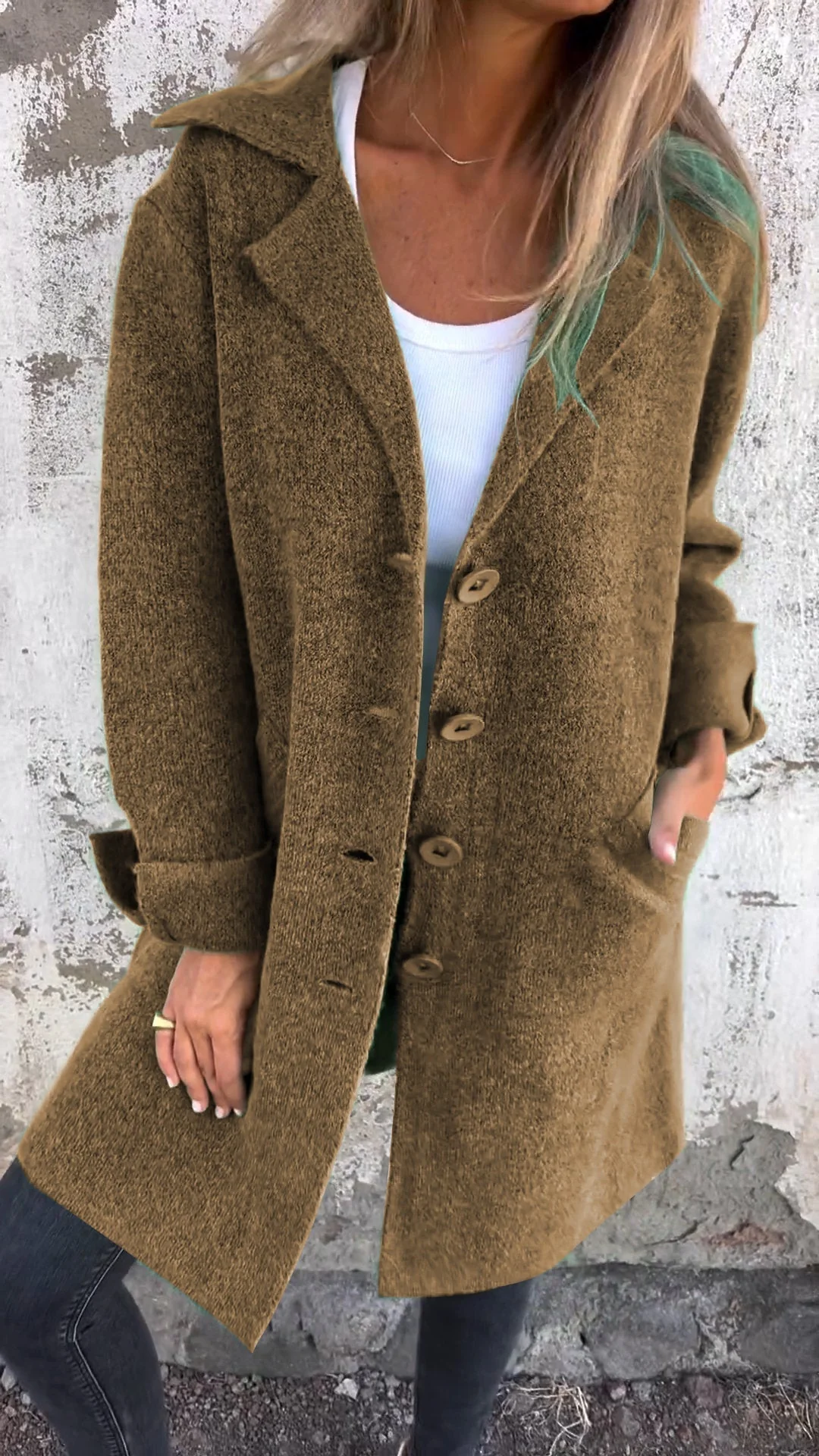 Casual Longline Knit Coat Jacket - Image 4