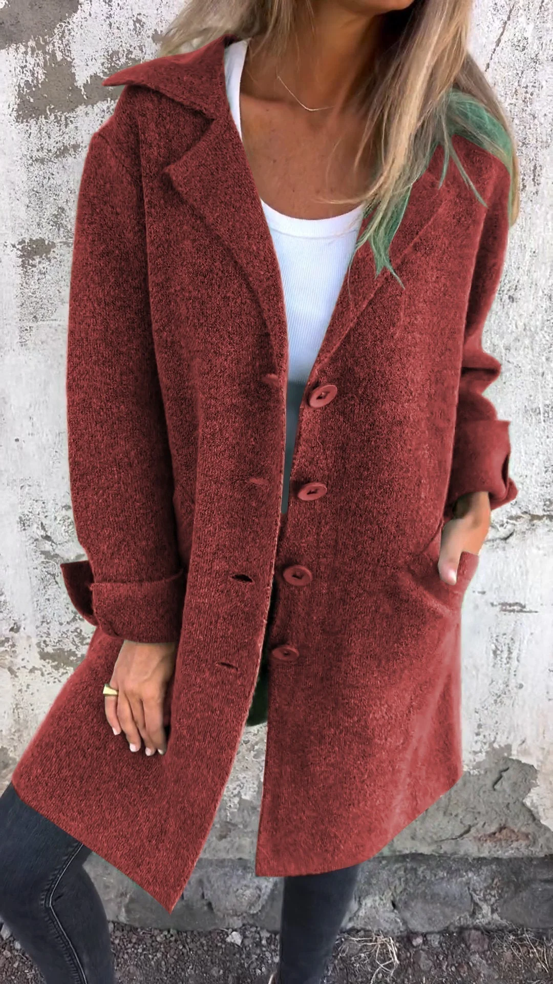 Casual Longline Knit Coat Jacket - Image 7