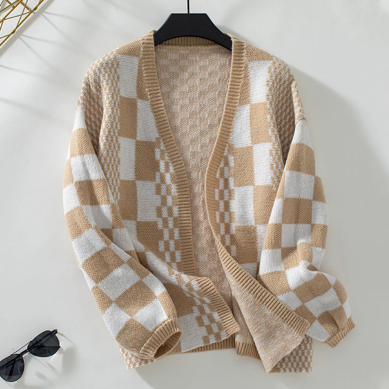 Casual Loose Lantern Sleeve Knitted Cardigan - Image 8