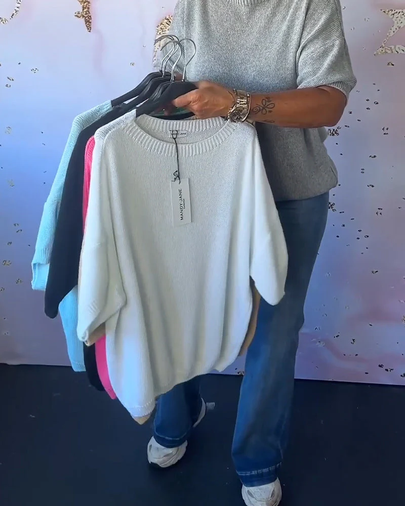 Casual loose solid color round neck pullover - Image 6
