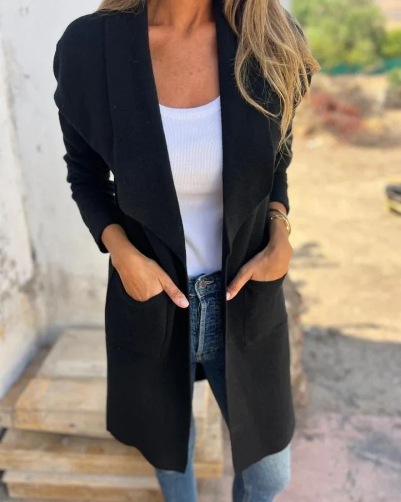 Casual Open Lapel Knit Jacket - Image 14