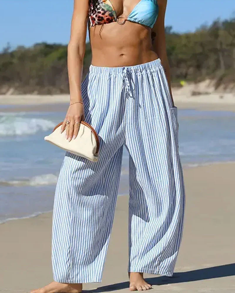 Casual Plaid Print Cropped Pants - Image 5