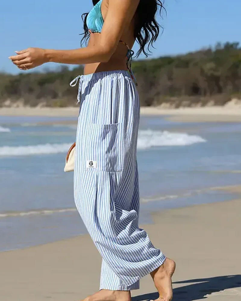Casual Plaid Print Cropped Pants - Image 6