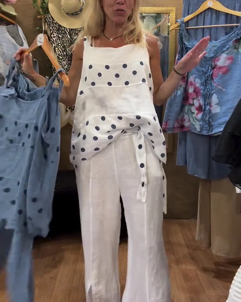 Casual Polka Dot Print Two-Piece Set - Image 5