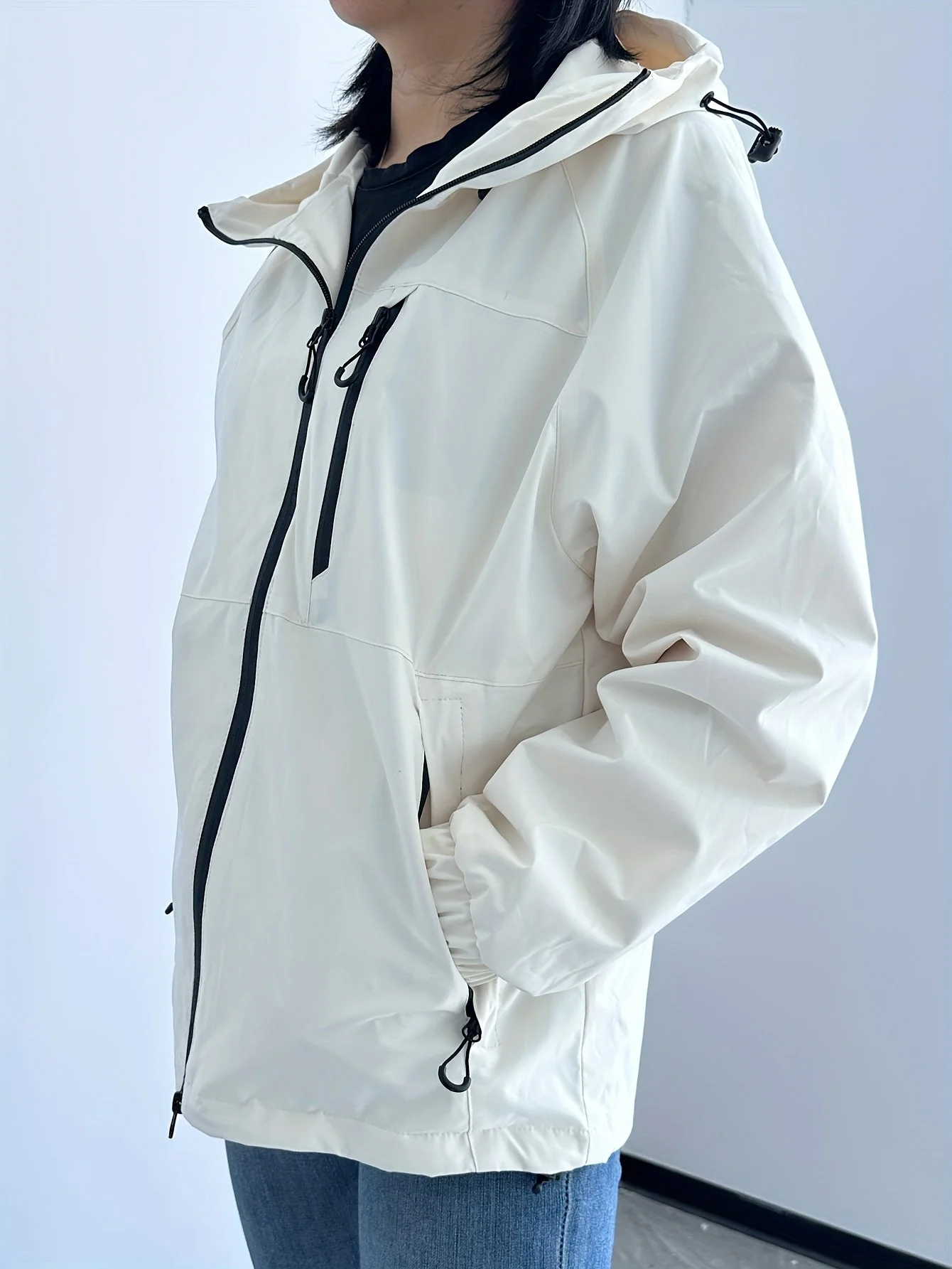 Casual Rain Jacket with Hood Women - Image 13