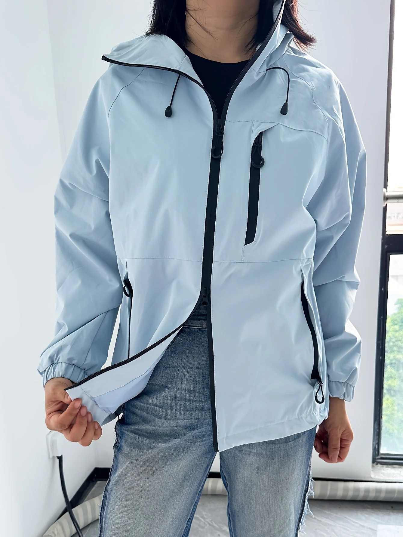 Casual Rain Jacket with Hood Women - Image 9