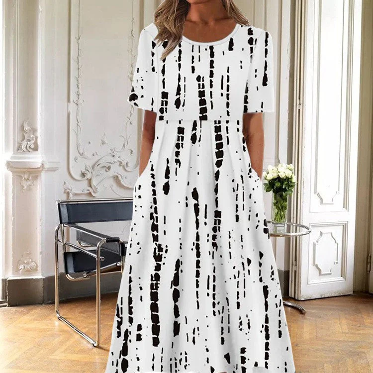 Casual Round Neck Long Dress - Image 25