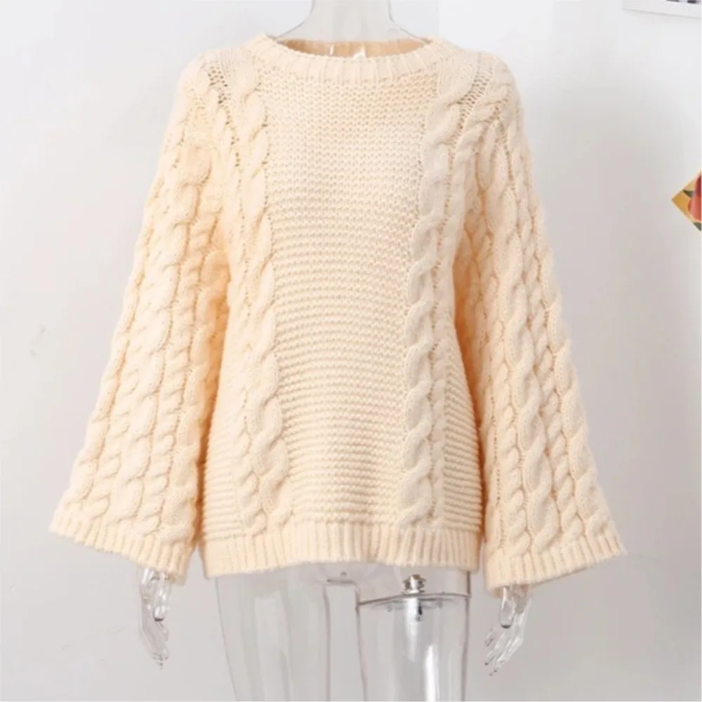 Casual Round Neck Thick Knit Sweater - Image 8
