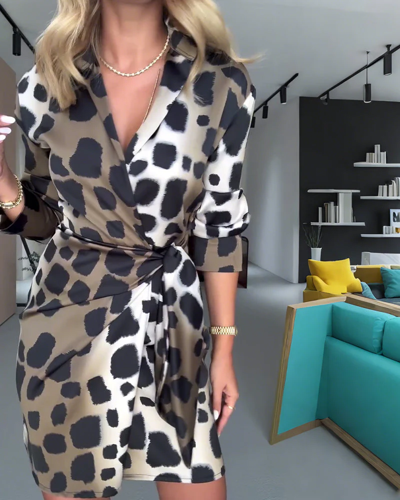 Casual Slim Leopard Print Dress - Image 6