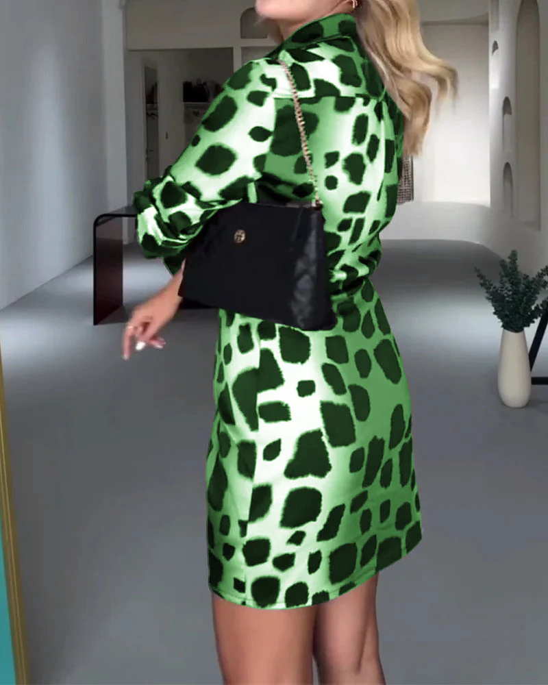 Casual Slim Leopard Print Dress - Image 3