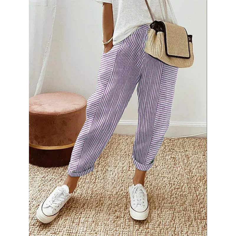 Casual Striped Stitching Pants - Image 5