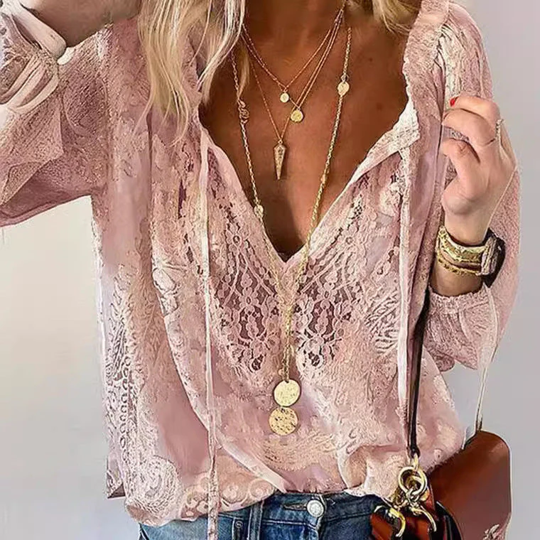 Casual Summer Lace Blouse – Lightweight, Breathable Style for Effortless Warm-Weather Outfits - Image 2