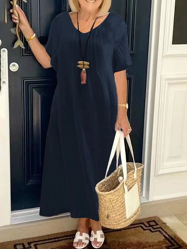 Casual V-Neck Pocket Dress - Image 3