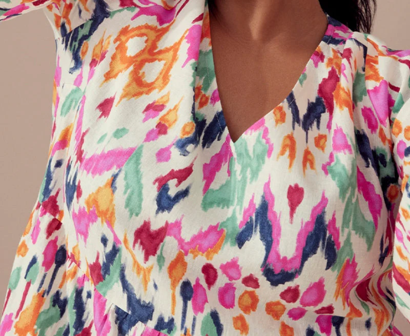 Chic Bell Sleeve V-neck Tunic Dress - Image 6