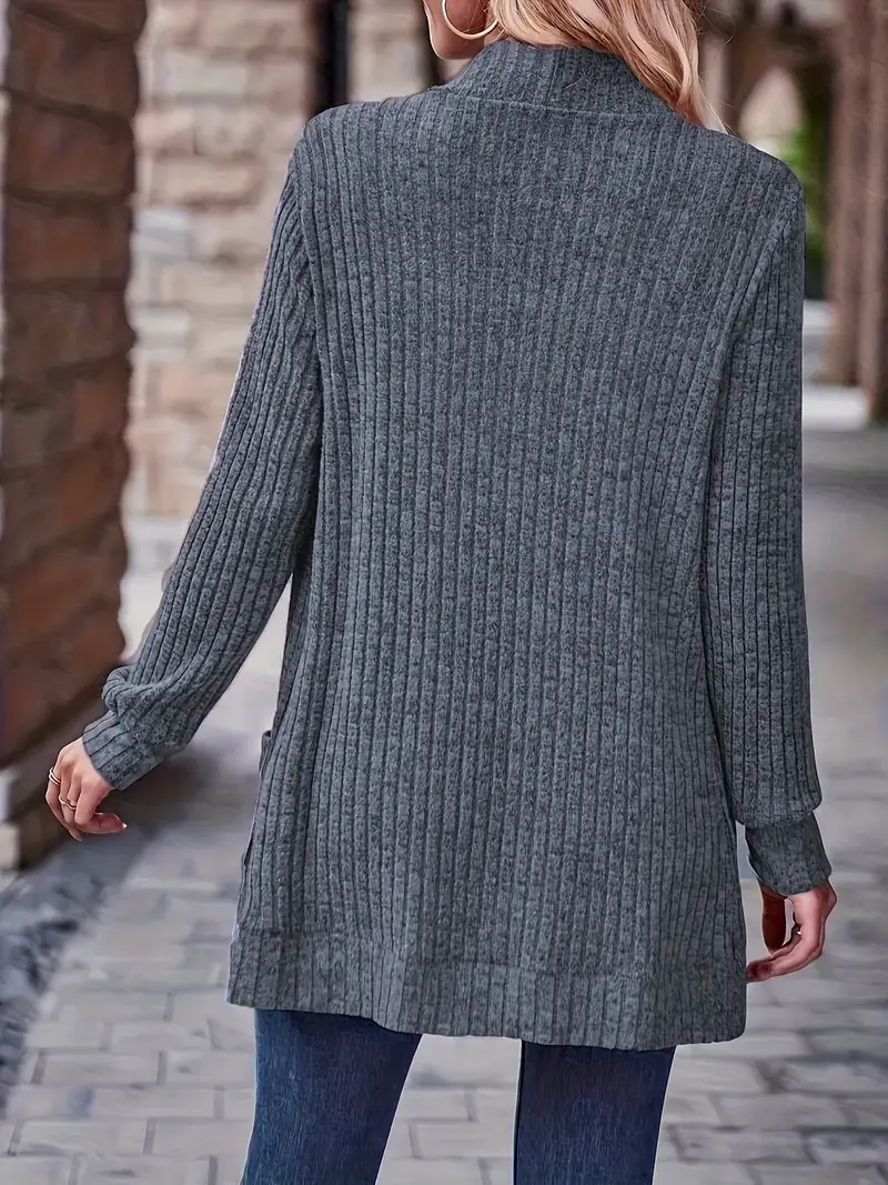Chic Casual Ribbed Long-Sleeve Top - Image 3