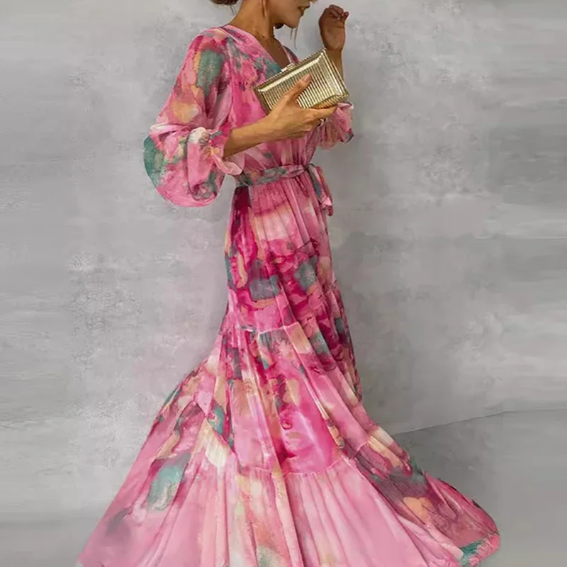 Chic Flower Print Midi Dress - Image 4