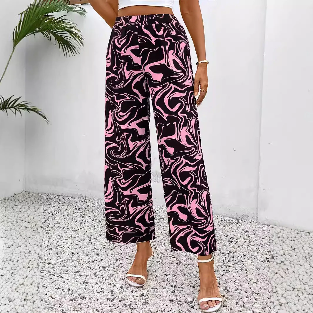 Chic Marble Elastic Waist Pants - Image 8