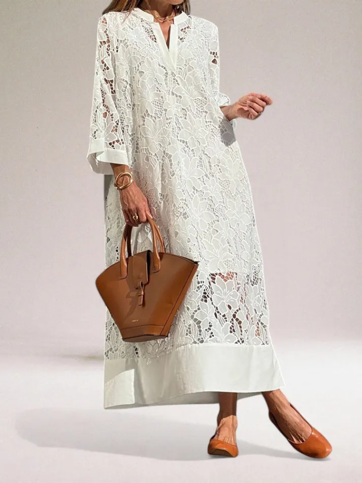 Chic Maxi Dress with Intricate Lace Design - Image 4