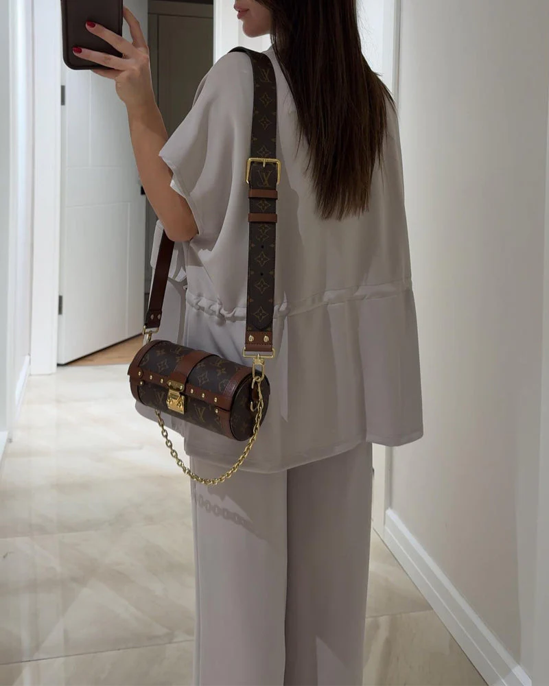 Chic Top and Pants Outfit with Stretch Waist - Image 20