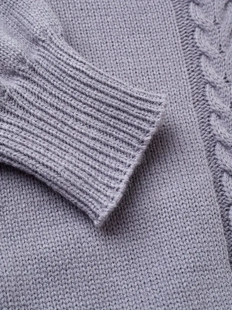 Chic V-Neck Cable Knit Sweater for Women - Image 12