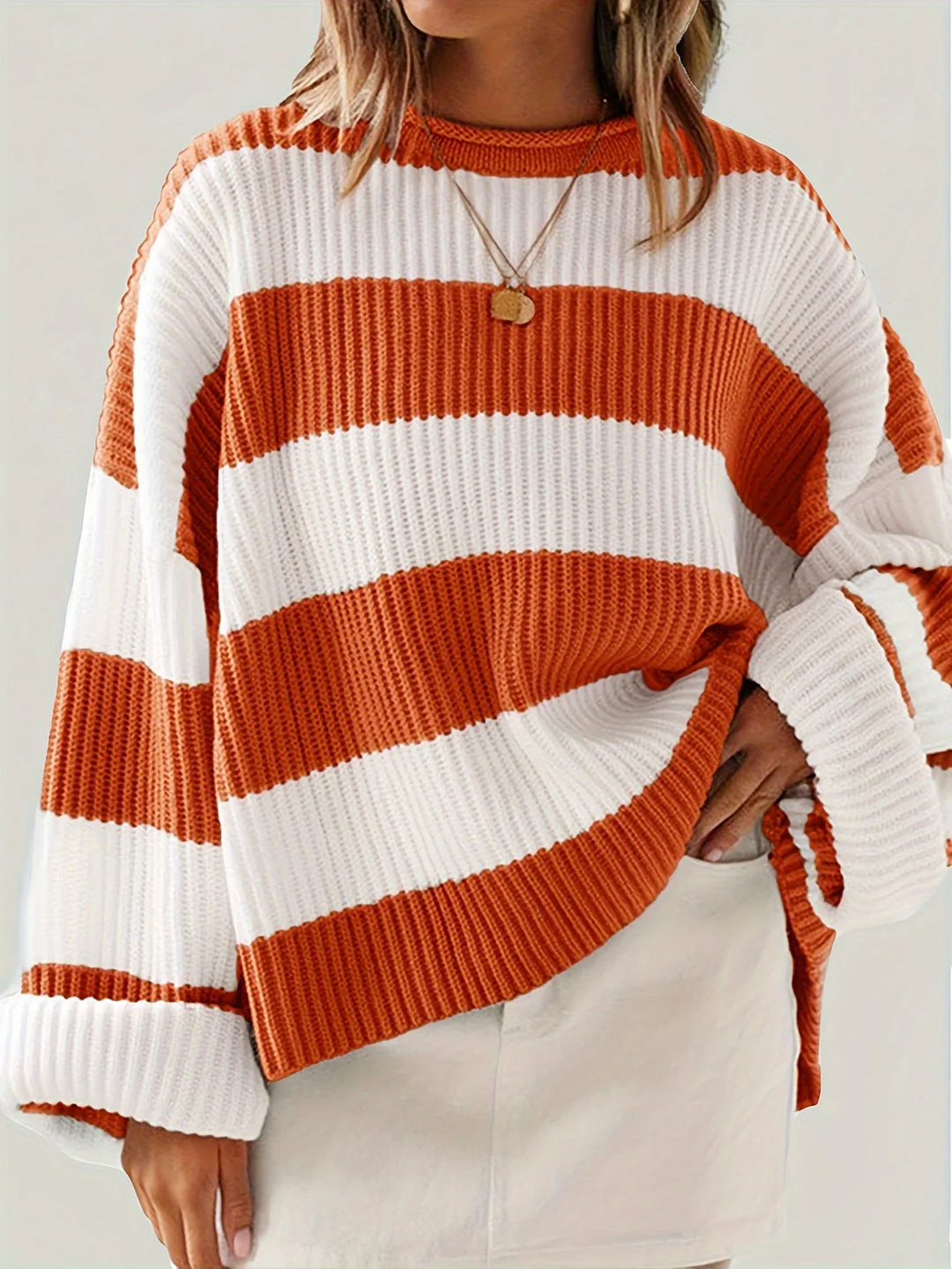 Chloe | Striped Crew Neck Pullover Sweater - Image 12