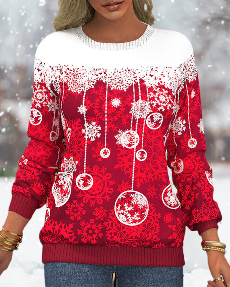 Christmas Sweater with Snowflake Print - Image 6
