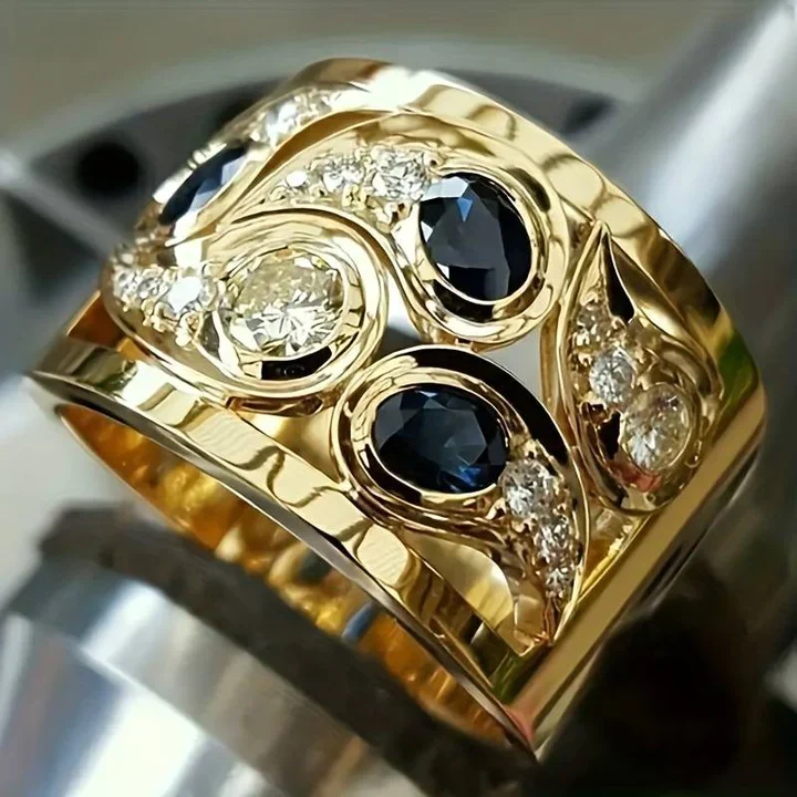 Classic Blue Crystal Cocktail Ring