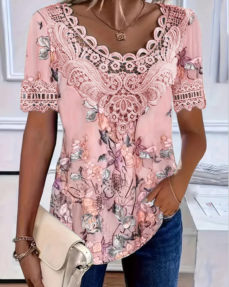 Classic Blue Lace Top with Gentle Texture - Image 2
