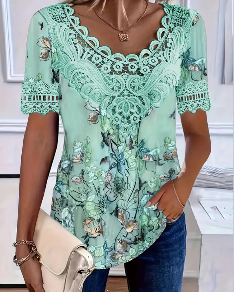 Classic Blue Lace Top with Gentle Texture - Image 3