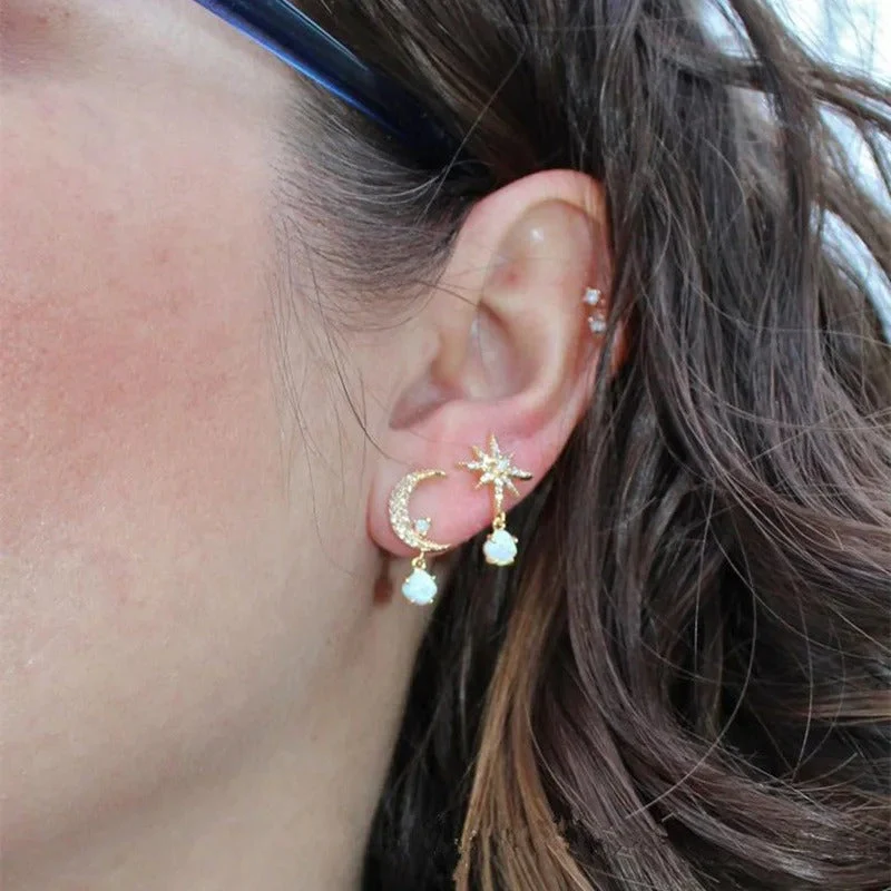 Classic Pearl Earrings with Star Charm - Image 9