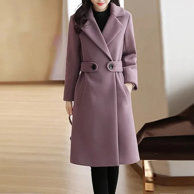 Classy Long Trench Coat with Belt - Image 9