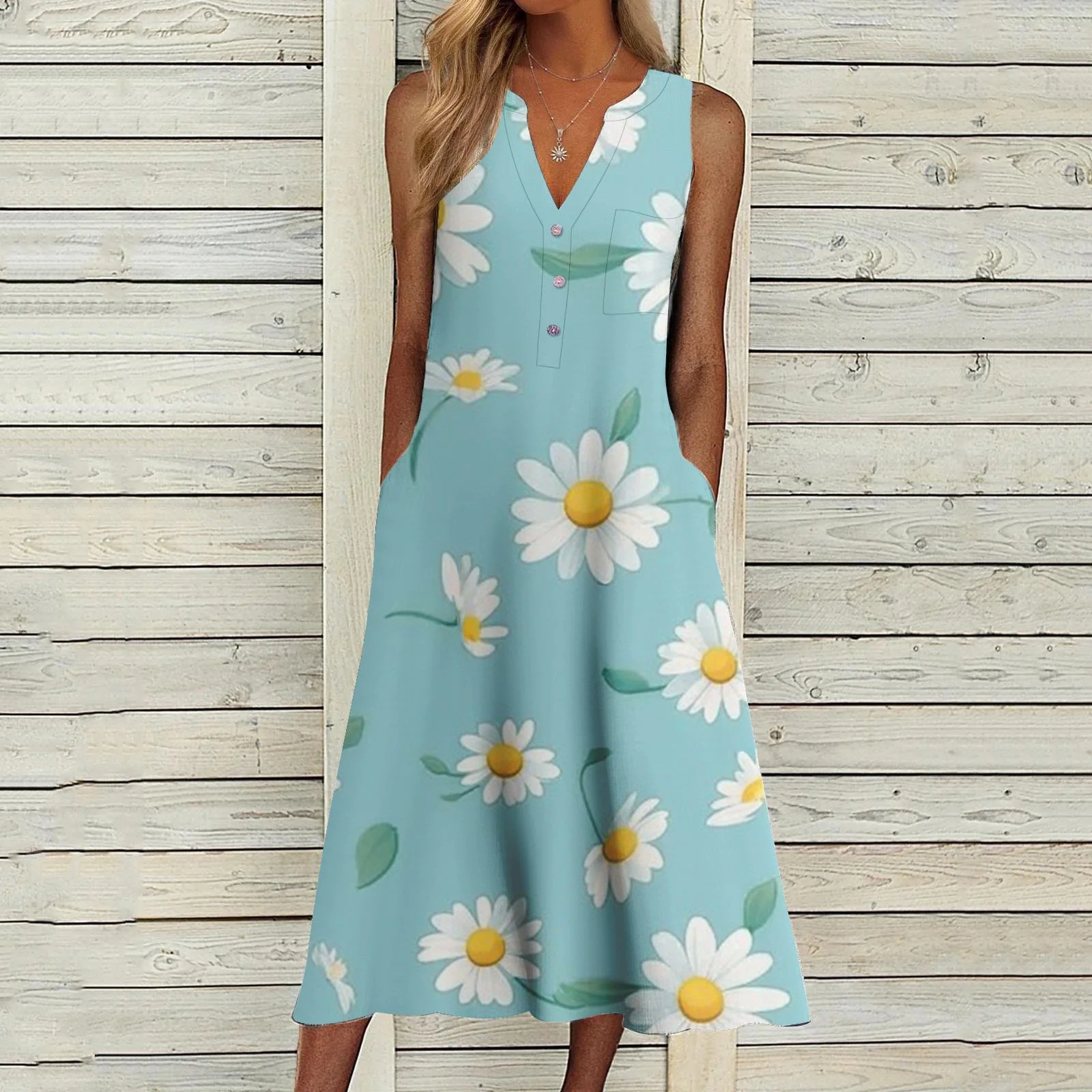 Coastal Stripe Casual Dress - Image 2