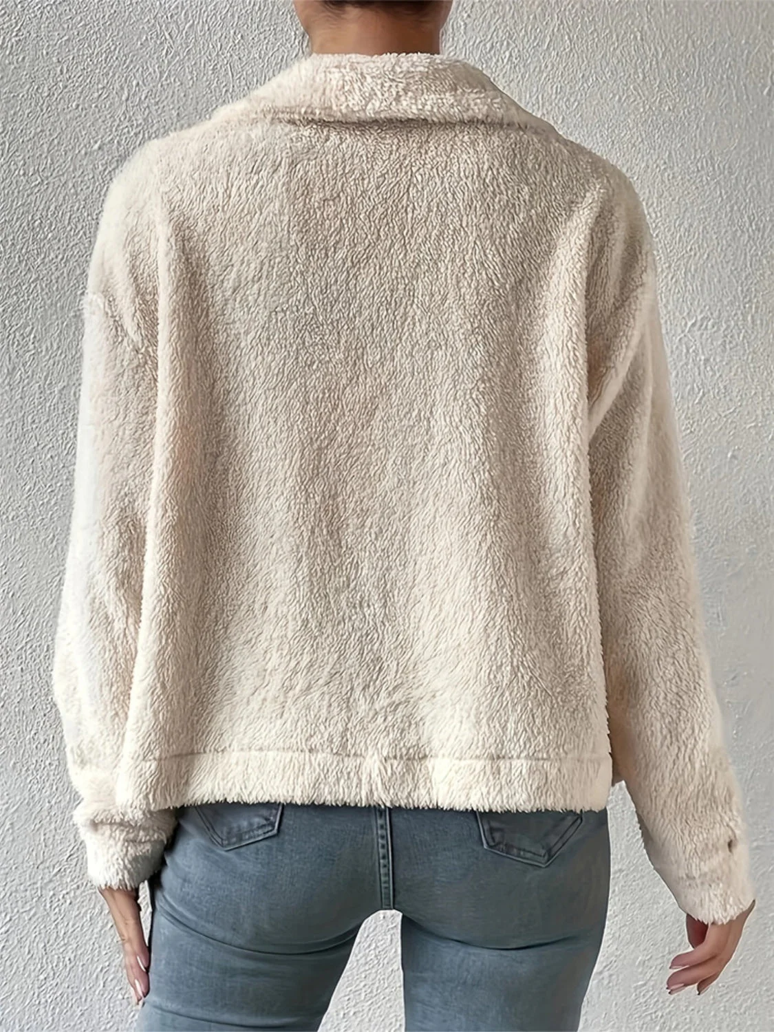 Collared Neck Button Up Cardigan with Decorative Pocket Flaps - Image 5