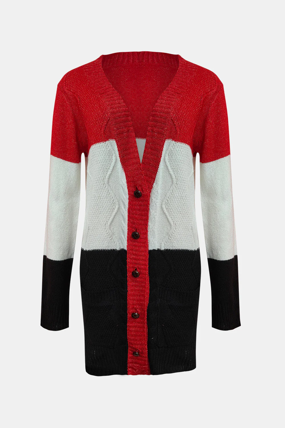 Color Block V-Neck Button Up Cardigan - Image 8