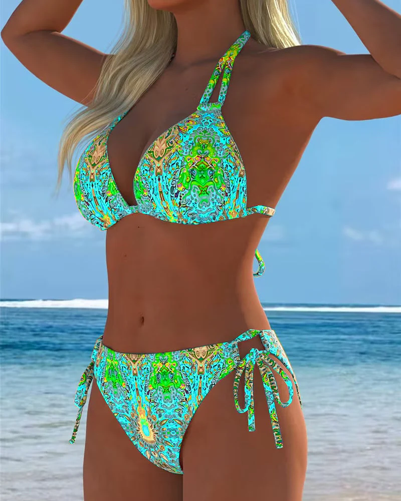 Colored Halter Print Bikini - Image 13