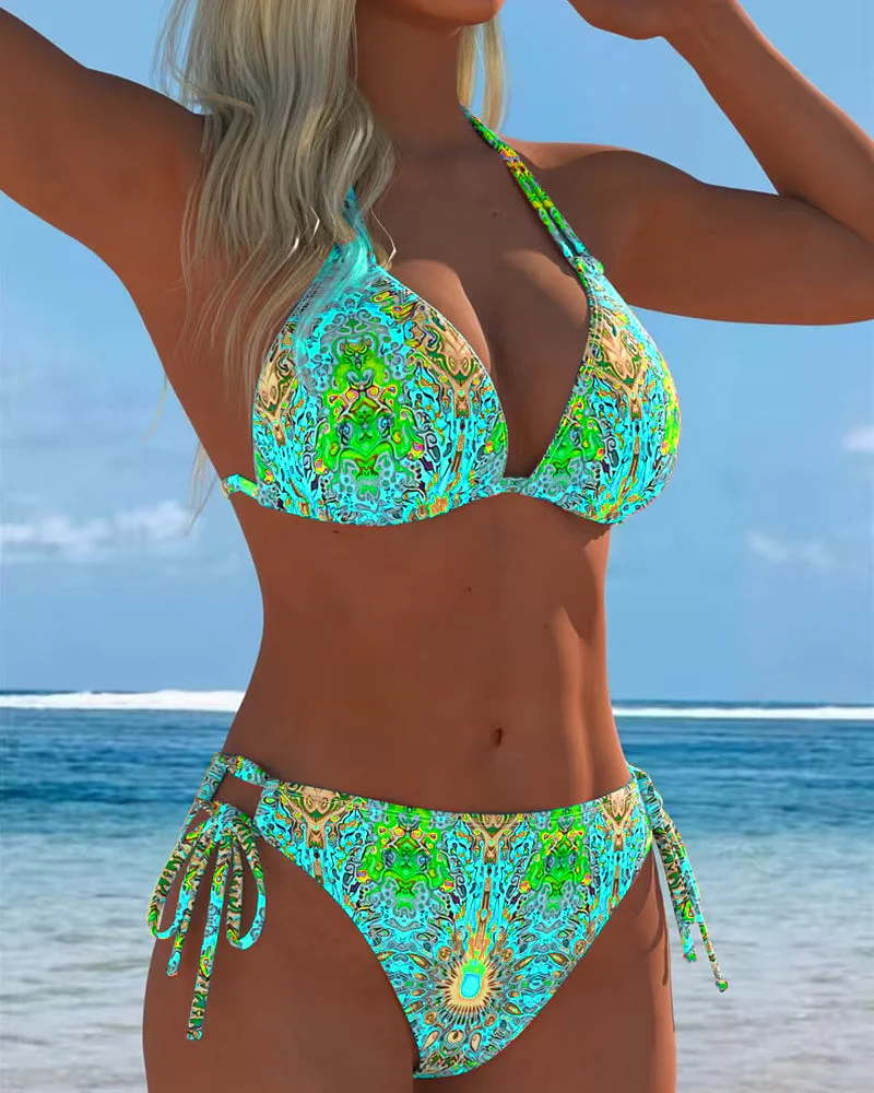 Colored Halter Print Bikini - Image 14