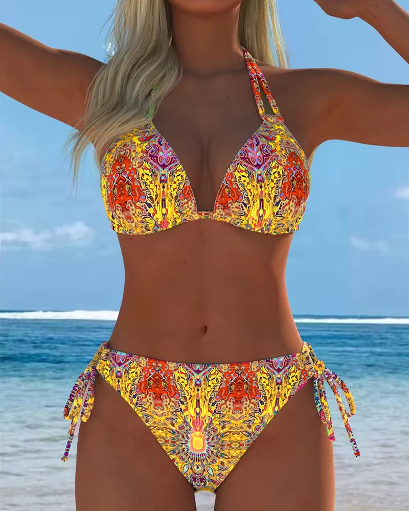 Colored Halter Print Bikini - Image 6