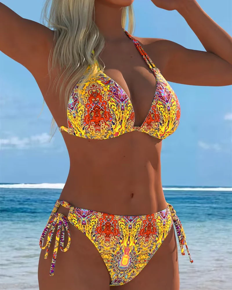 Colored Halter Print Bikini - Image 7