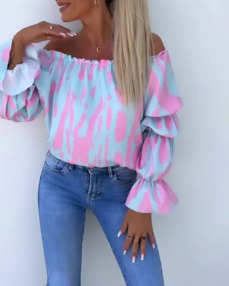 Colorful Printed One-Shoulder Casual Top - Image 10