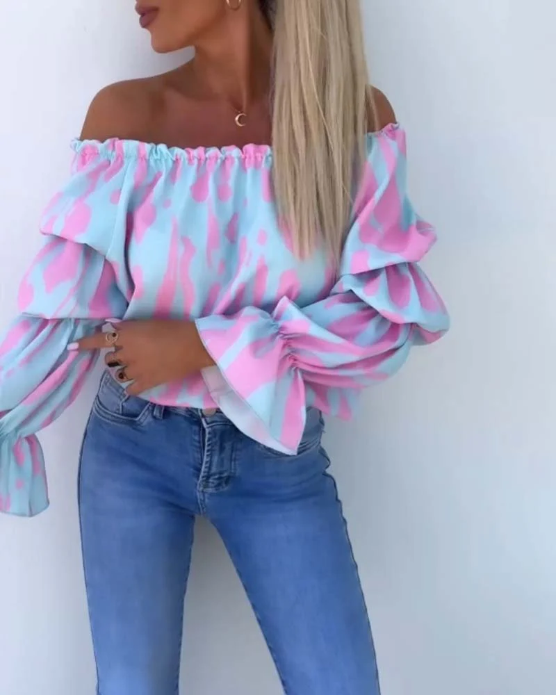 Colorful Printed One-Shoulder Casual Top - Image 11