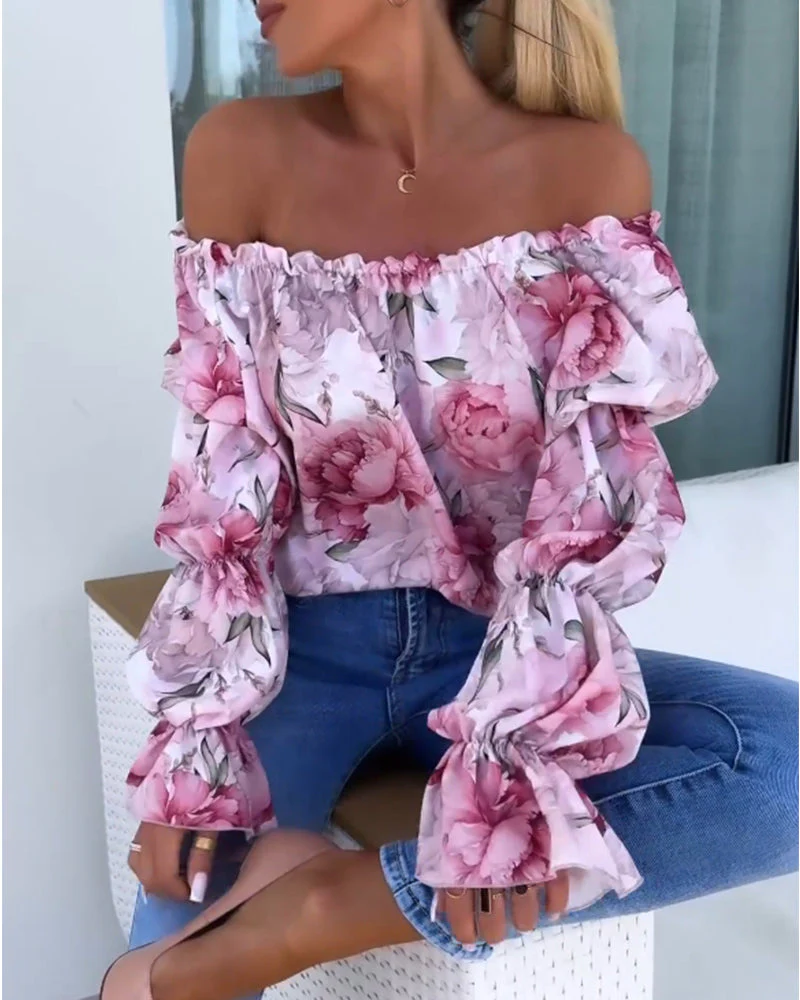 Colorful Printed One-Shoulder Casual Top - Image 2