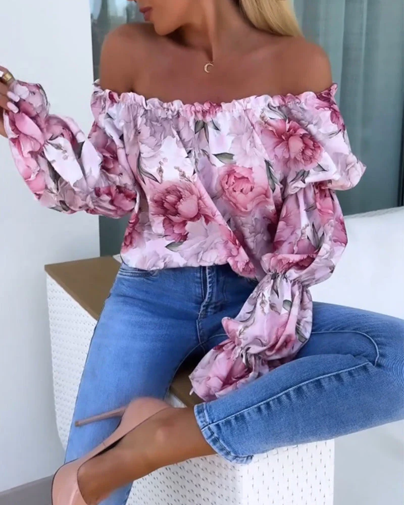 Colorful Printed One-Shoulder Casual Top - Image 4