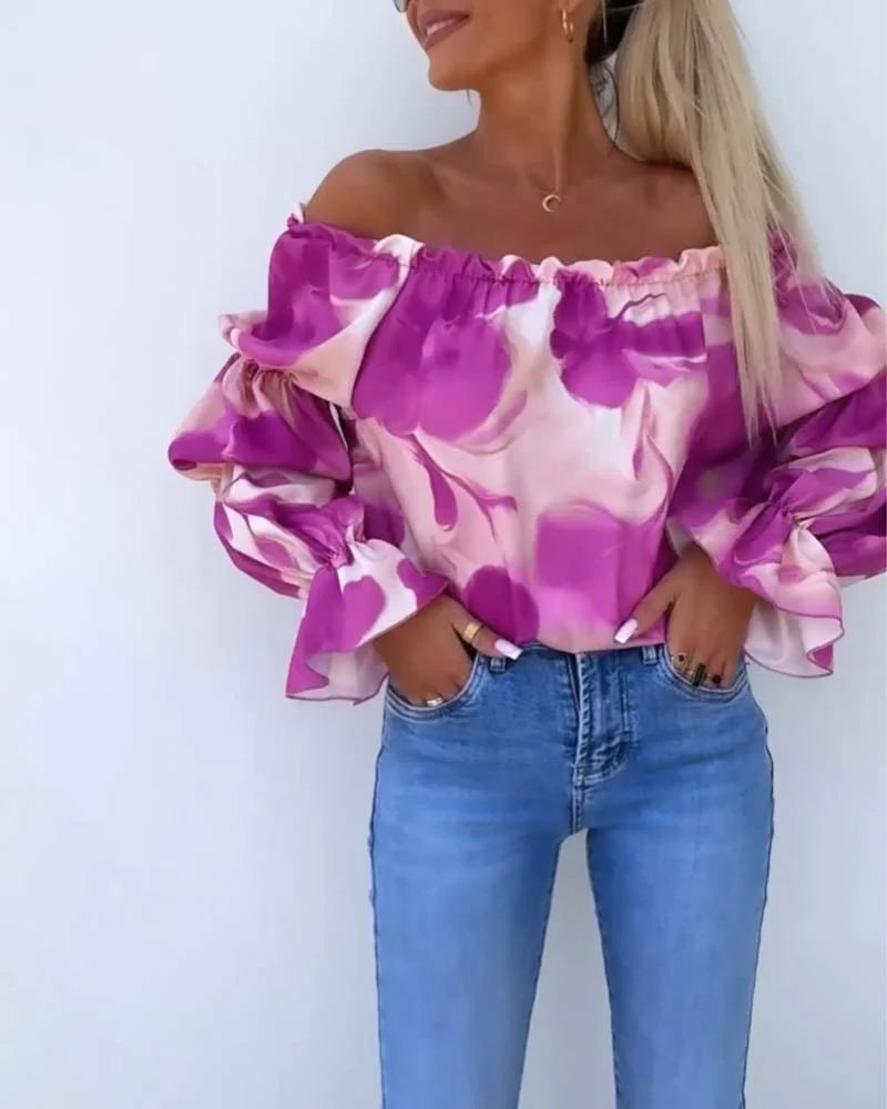 Colorful Printed One-Shoulder Casual Top - Image 8