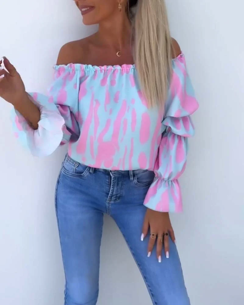 Colorful Printed One-Shoulder Casual Top - Image 9