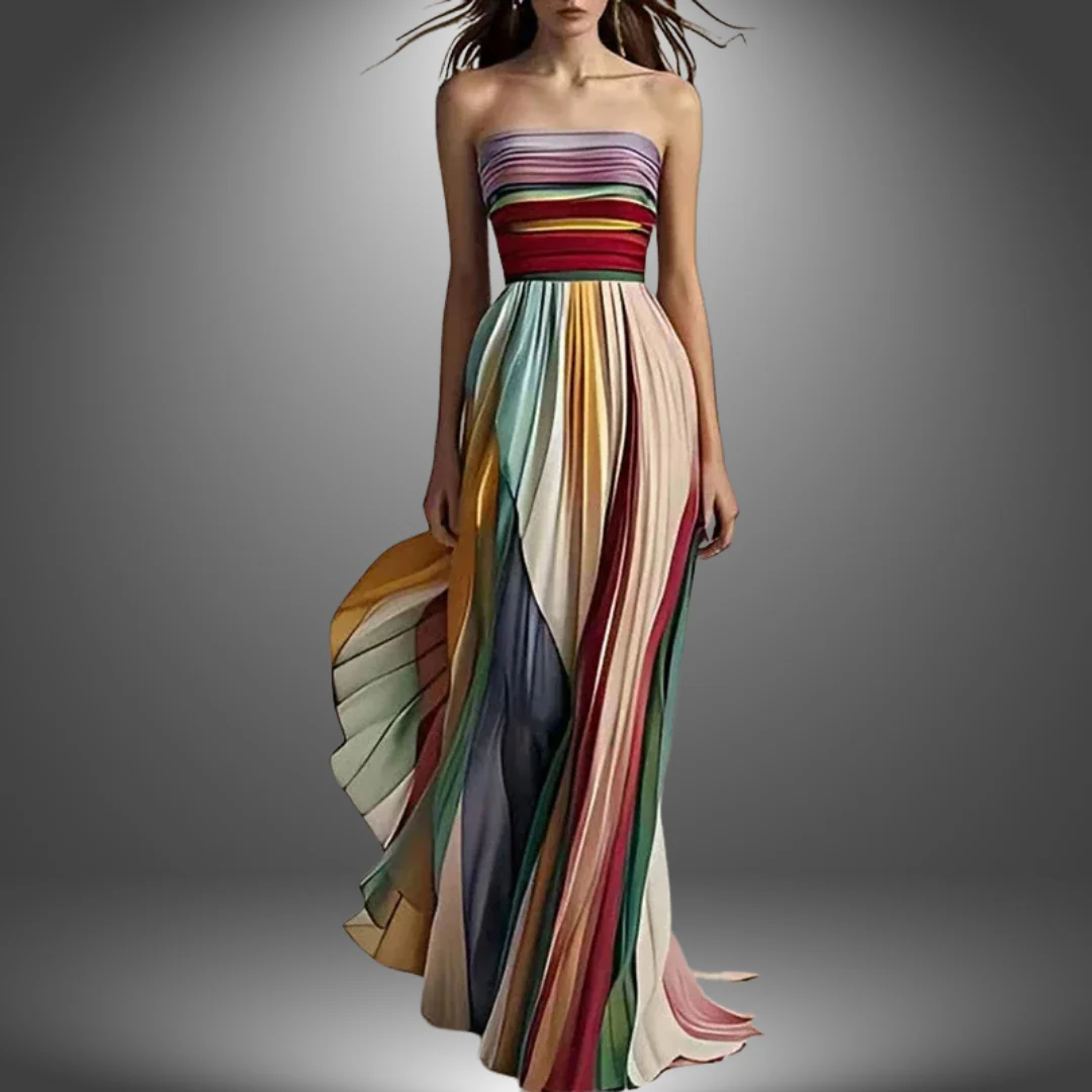 Colorful Stripes Tube Top Maxi Dress - Image 2